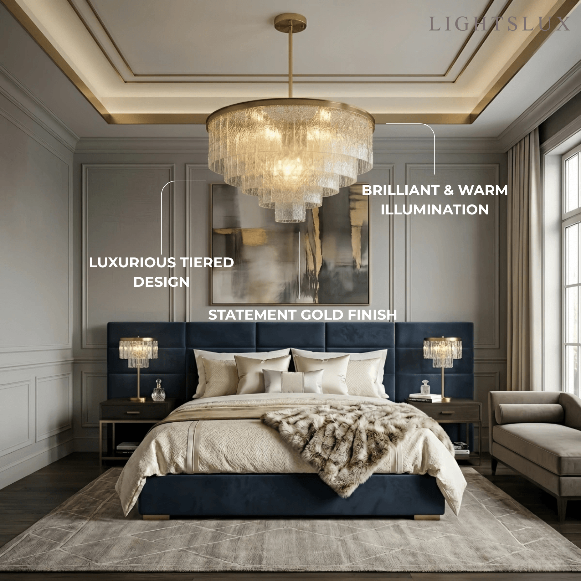 Velora Art Deco Tiered Glass Chandelier