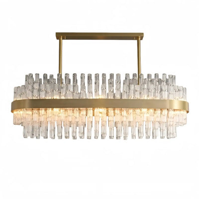 Excelis Luxury Rectangular Crystal Chandelier – Gold Frame for Dining Room / Kitchen