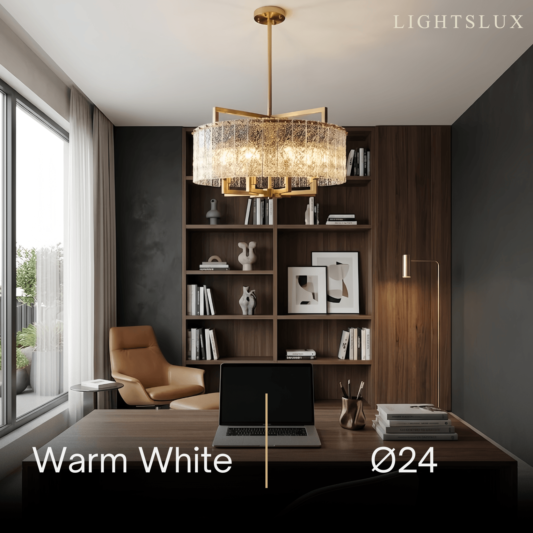 Excelis Modern Textured Glass Round Chandelier – Gold Brass for Dining Room / Kitchen