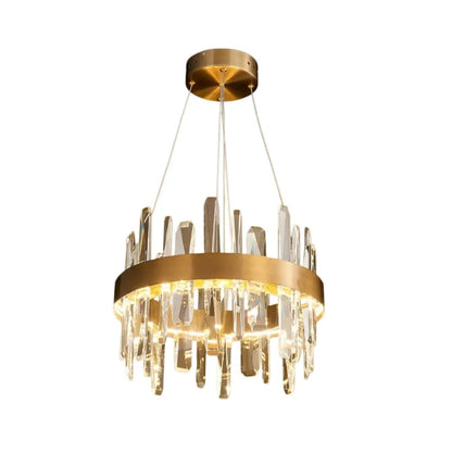 Excelis Luxury Round Crystal Chandelier – Gold Finish  for Living Room/Dining Room