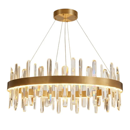 Excelis Luxury Round Crystal Chandelier – Gold Finish  for Living Room/Dining Room