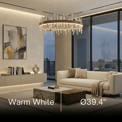 Excelis Luxury Round Crystal Chandelier – Gold Finish  for Living Room/Dining Room