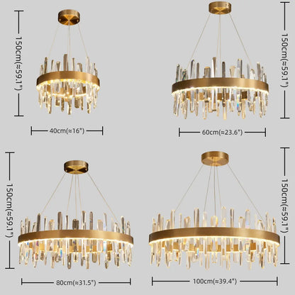 Excelis Luxury Round Crystal Chandelier – Gold Finish  for Living Room/Dining Room