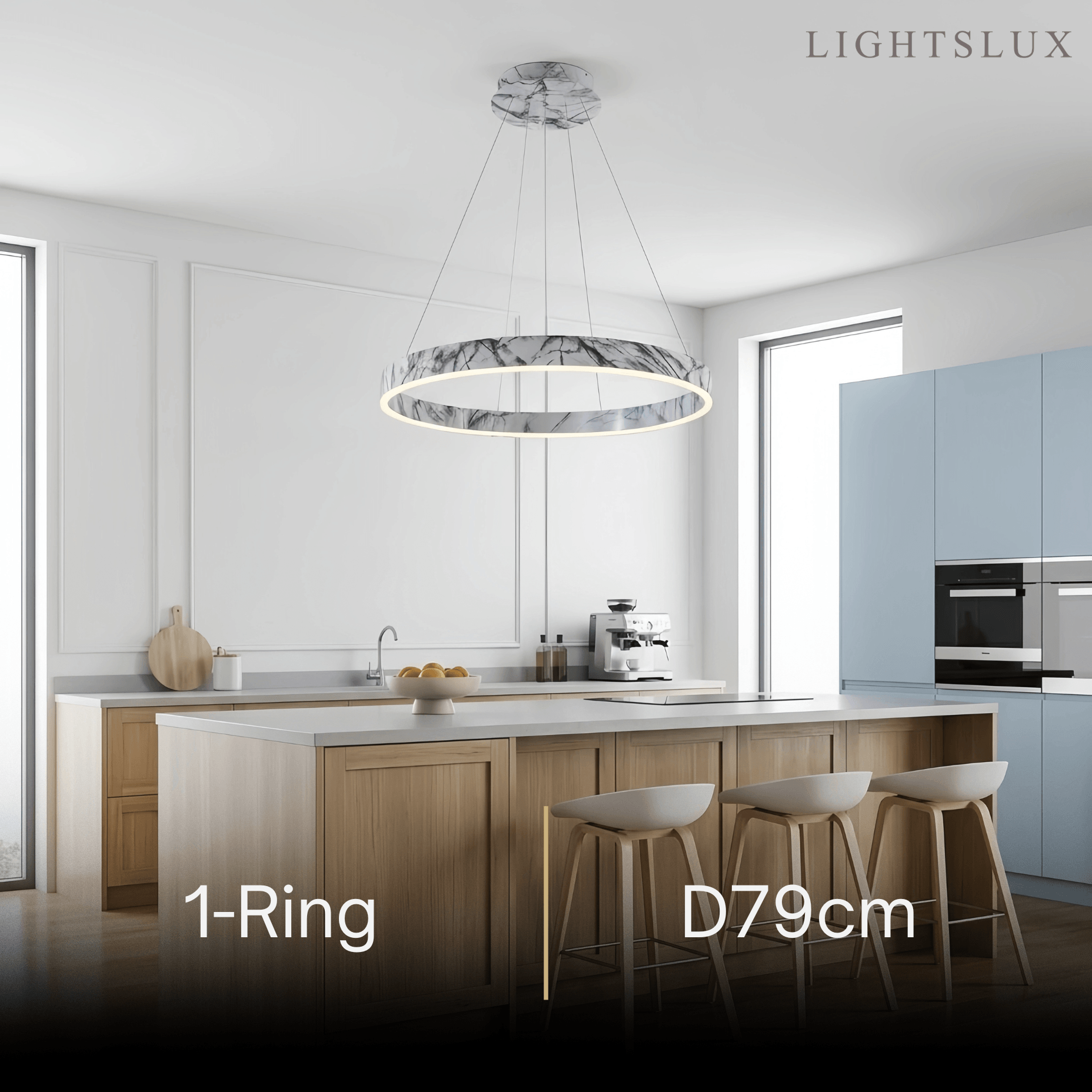 Contemporary Tiered Circular  Chandelier -- Marble