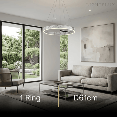 Contemporary Tiered Circular  Chandelier -- Marble