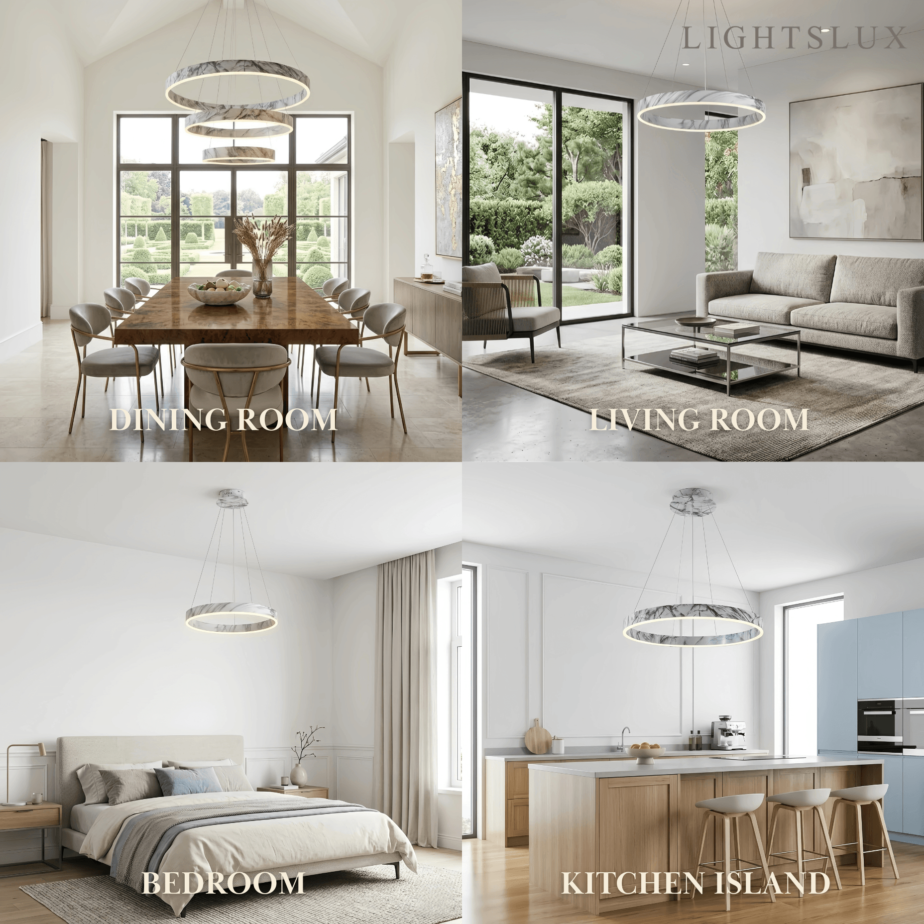 Contemporary Tiered Circular  Chandelier -- Marble