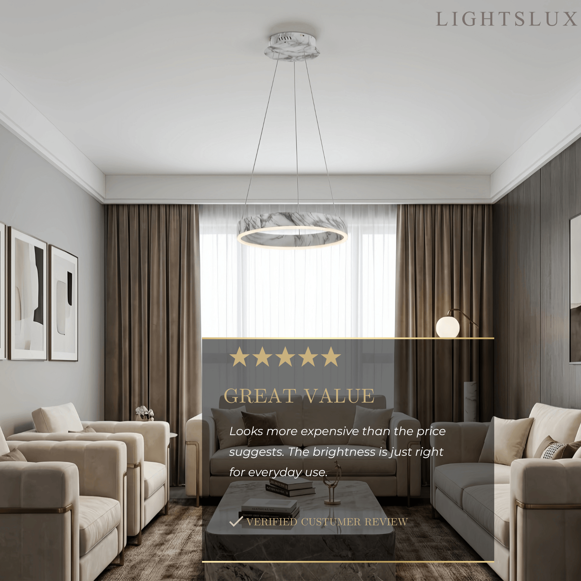 Contemporary Tiered Circular  Chandelier -- Marble