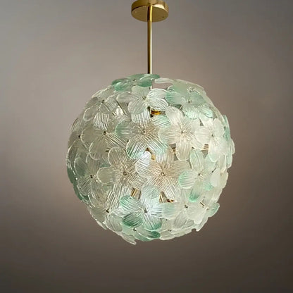 Art Deco Glass Orb Chandelier -- Pink