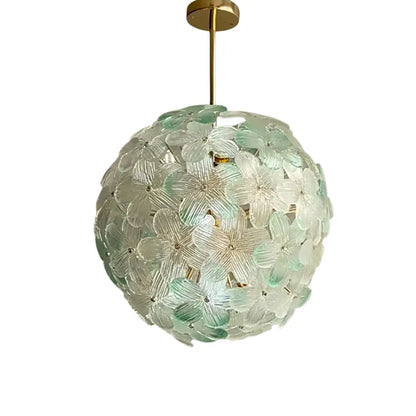 Art Deco Glass Orb Chandelier -- Pink