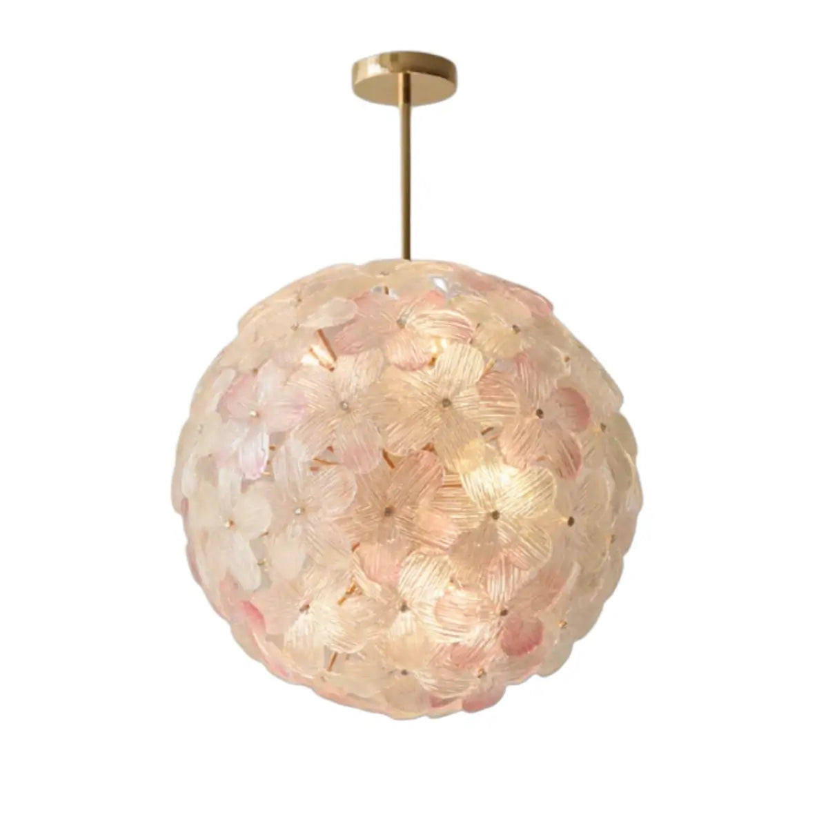 Art Deco Glass Orb Chandelier -- Pink