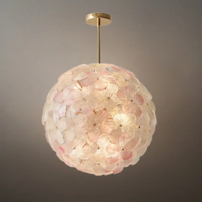 Art Deco Glass Orb Chandelier -- Pink