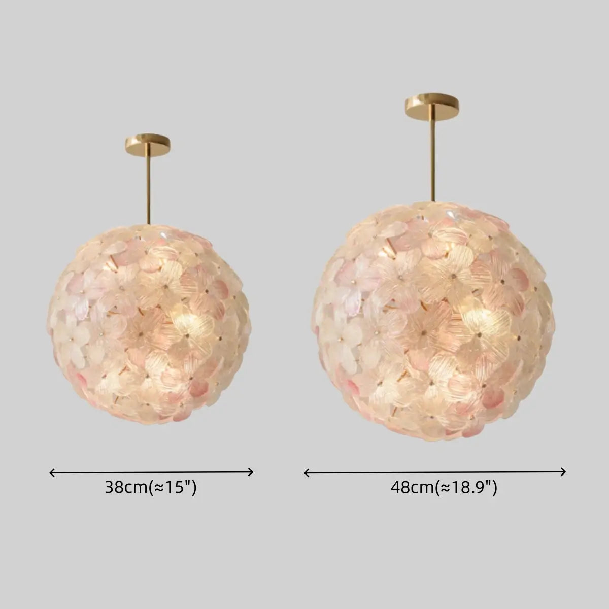 Art Deco Glass Orb Chandelier -- Pink