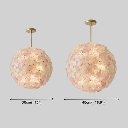Art Deco Glass Orb Chandelier -- Pink