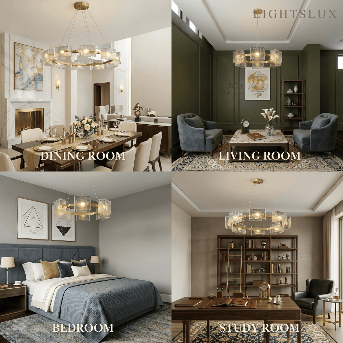 Elegant Geometric Polygon Chandelier -- Gold