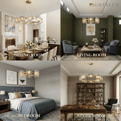 Elegant Geometric Polygon Chandelier -- Gold