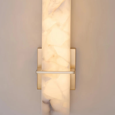Lámpara de pared cuboidal minimalista Alba - Alabastro blanco y metal para dormitorio, sala de estar