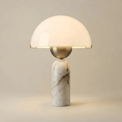 Alba Minimalist Alabaster Table Lamp – Metal & Glass with Gold Finish for Indoor