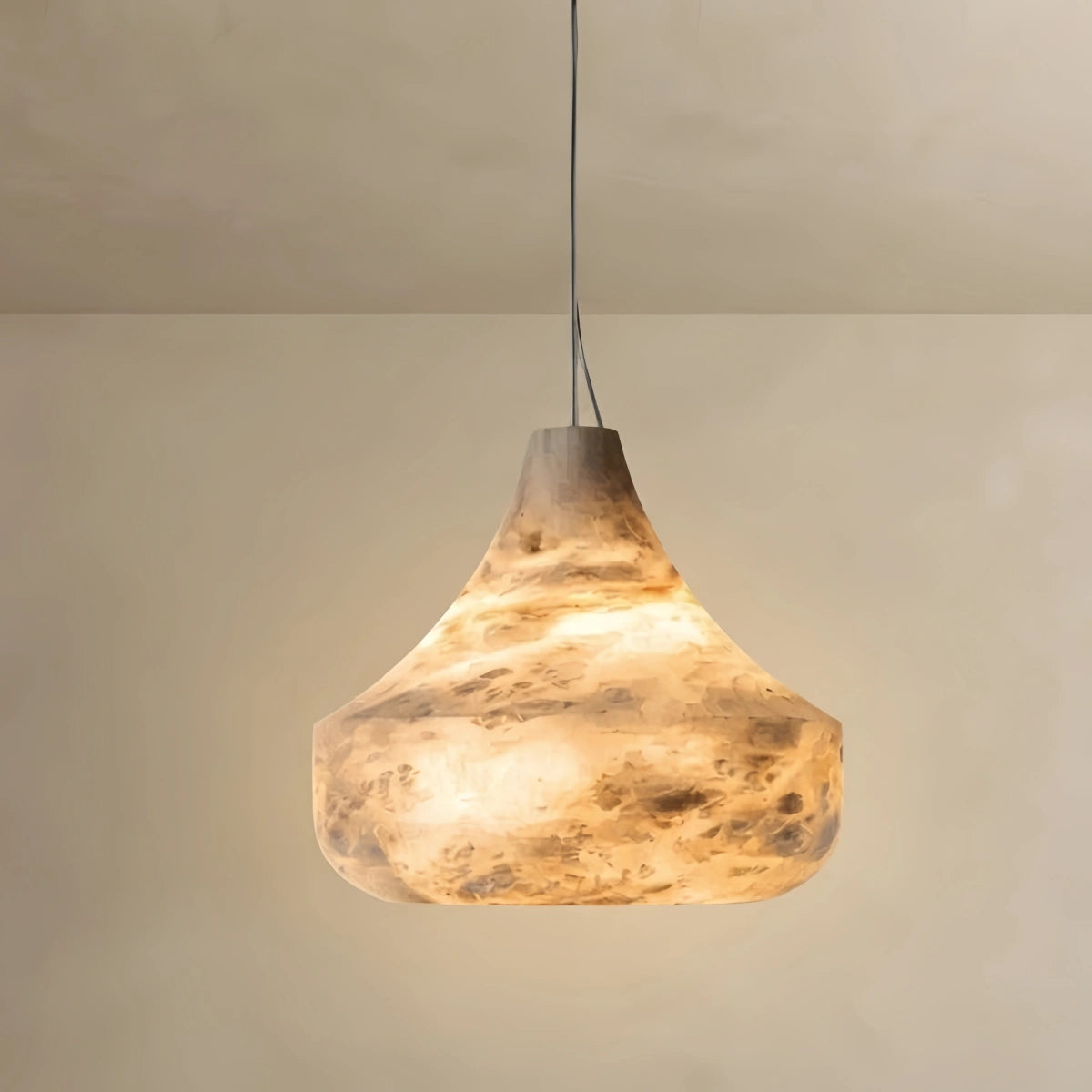 Alba Modern Alabaster Pendant Light -- White / Faux Alabaster for Living Room