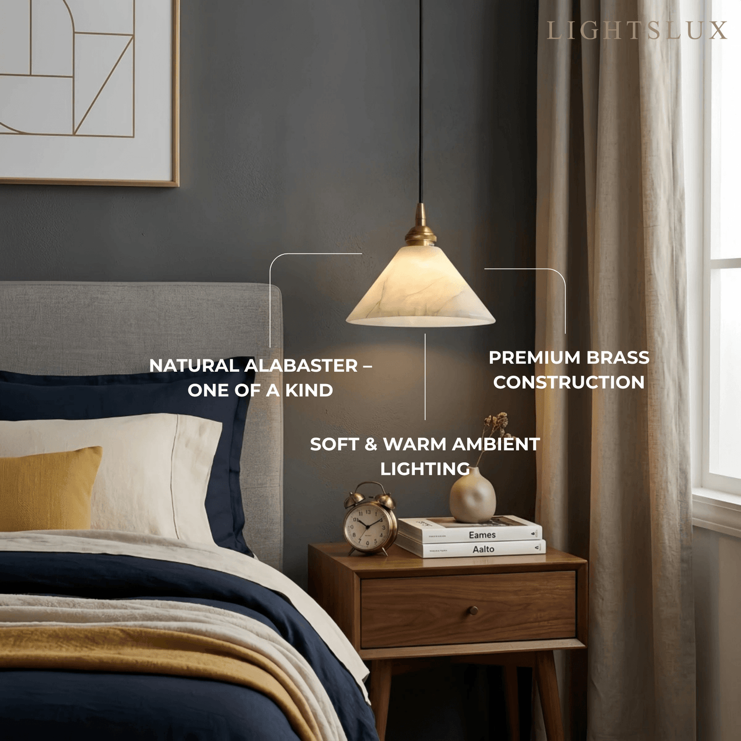 Alba Modern Minimalist Alabaster Pendant Light