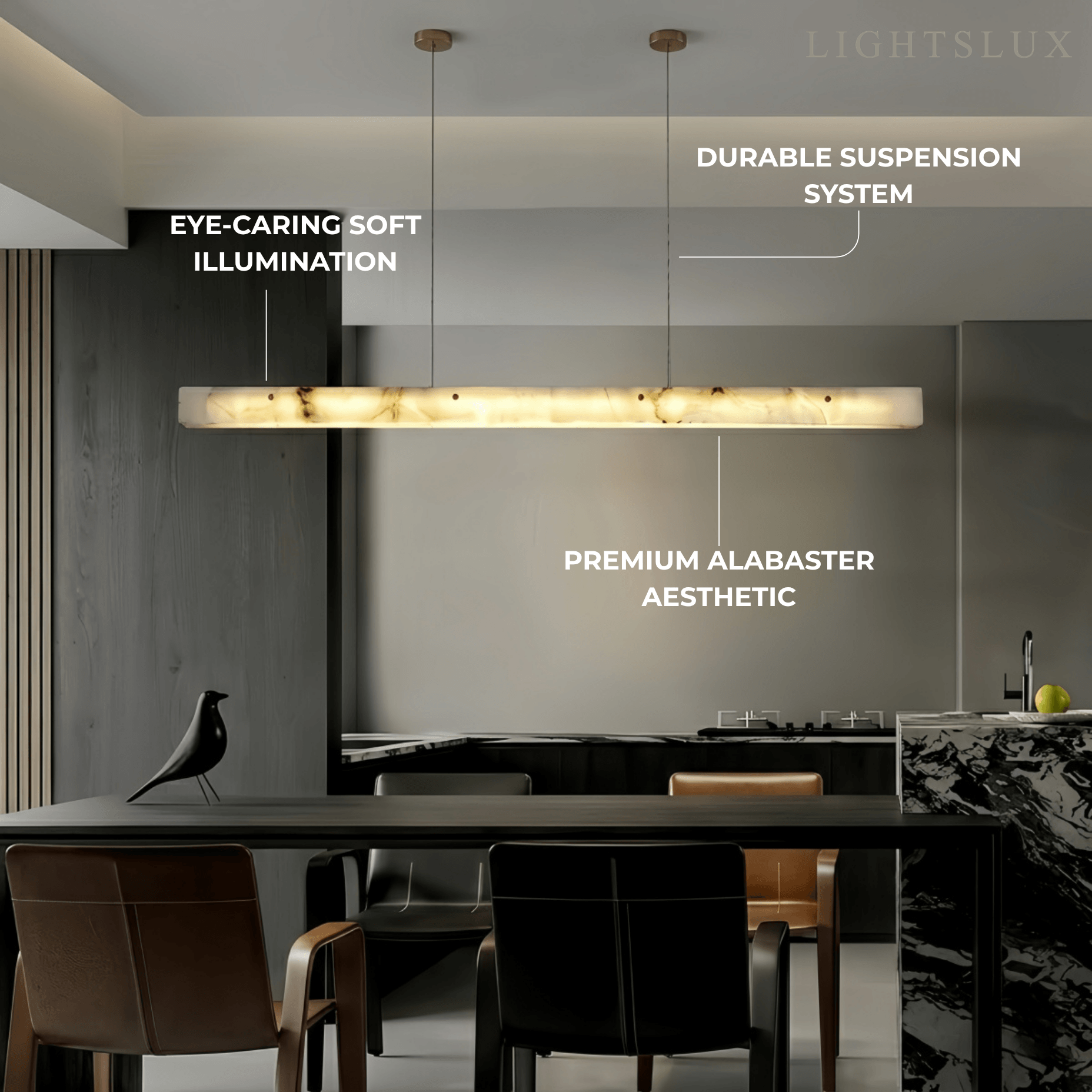 Alba Modern Alabaster Linear Pendant Light
