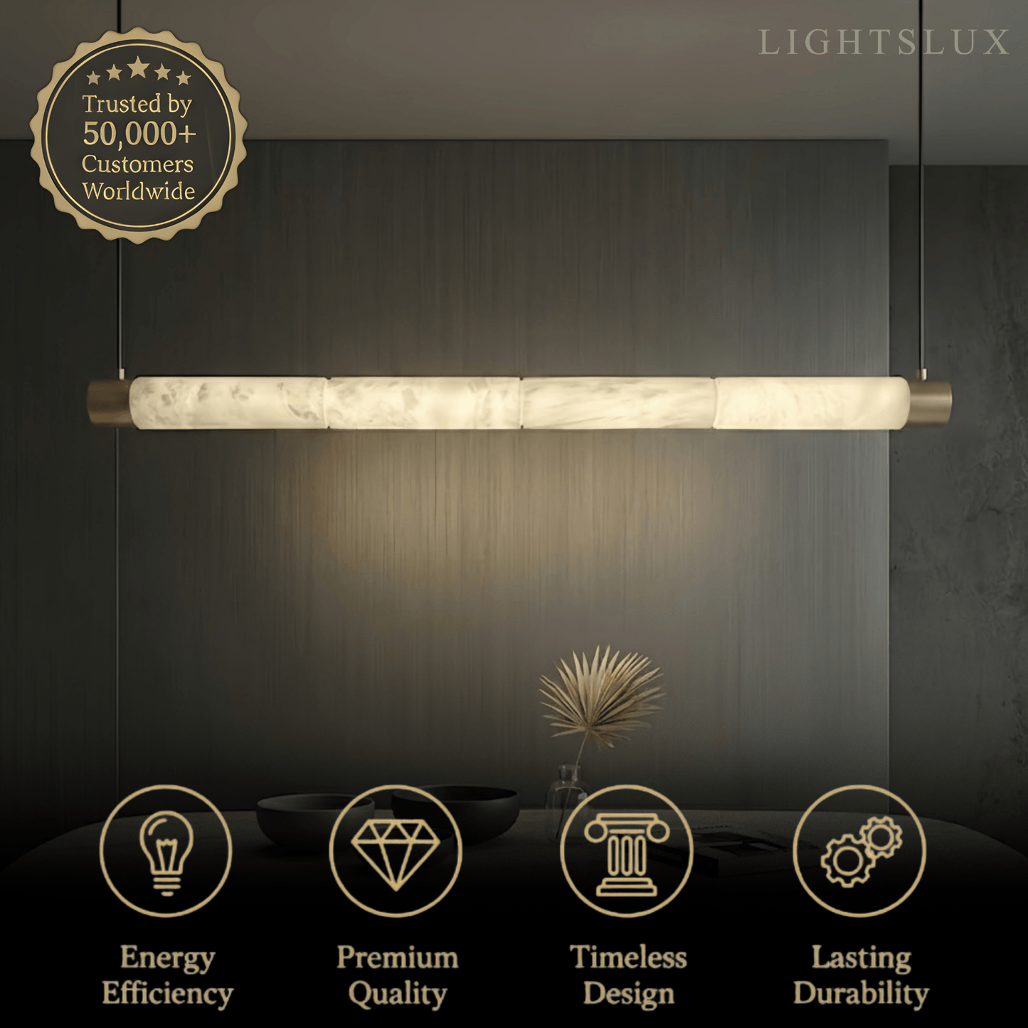 Alba Modern Alabaster Pendant Light – Brass & White
