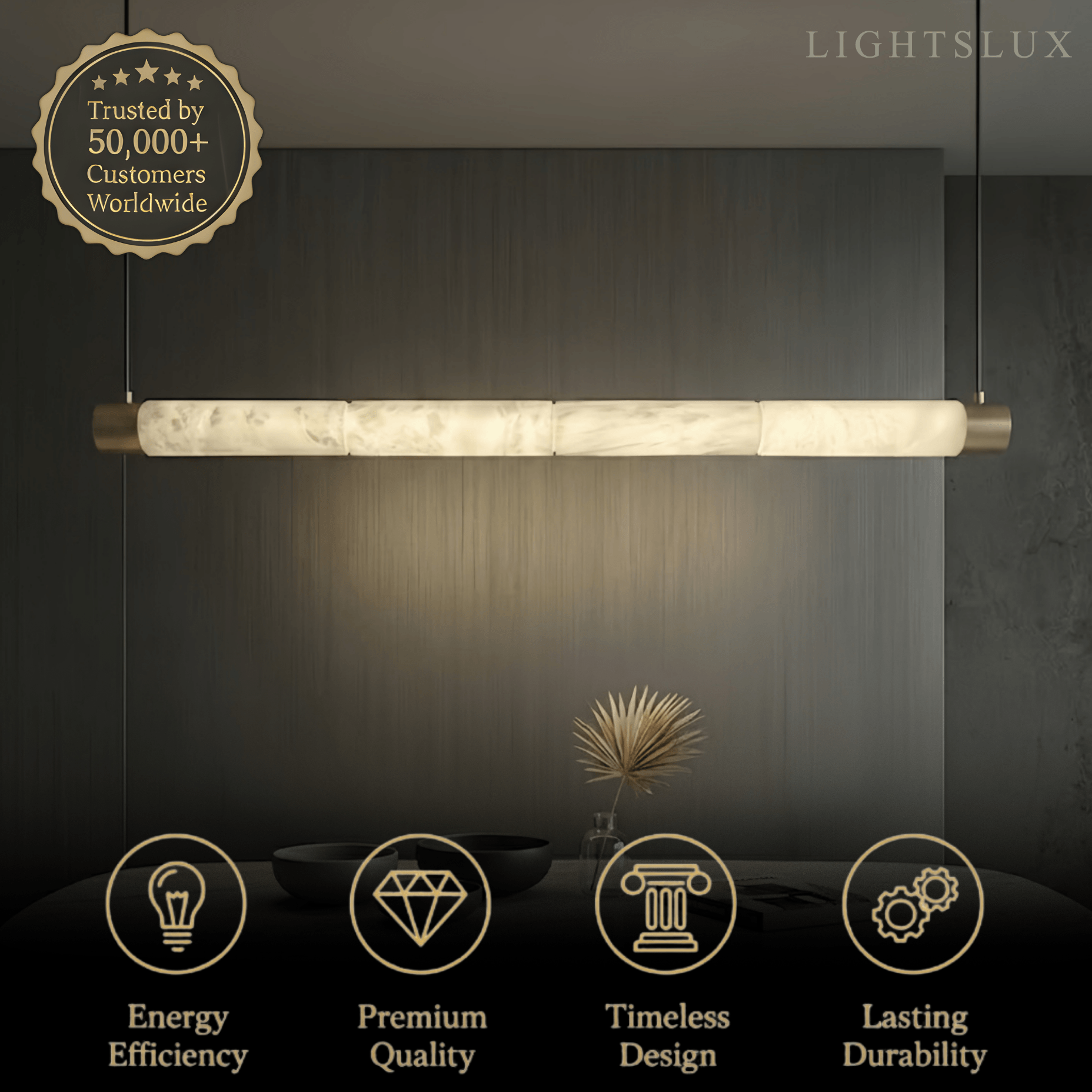 Alba Modern Alabaster Pendant Light – Brass & White