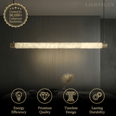 Alba Modern Alabaster Pendant Light – Brass & White
