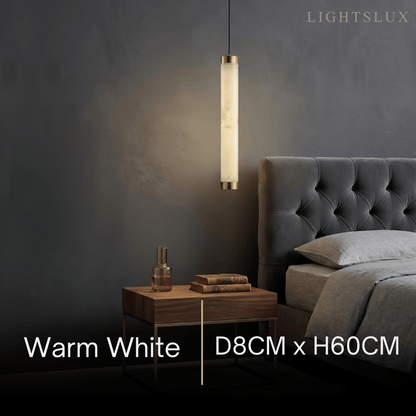 Alba Modern Alabaster Pendant Light – Brass & White