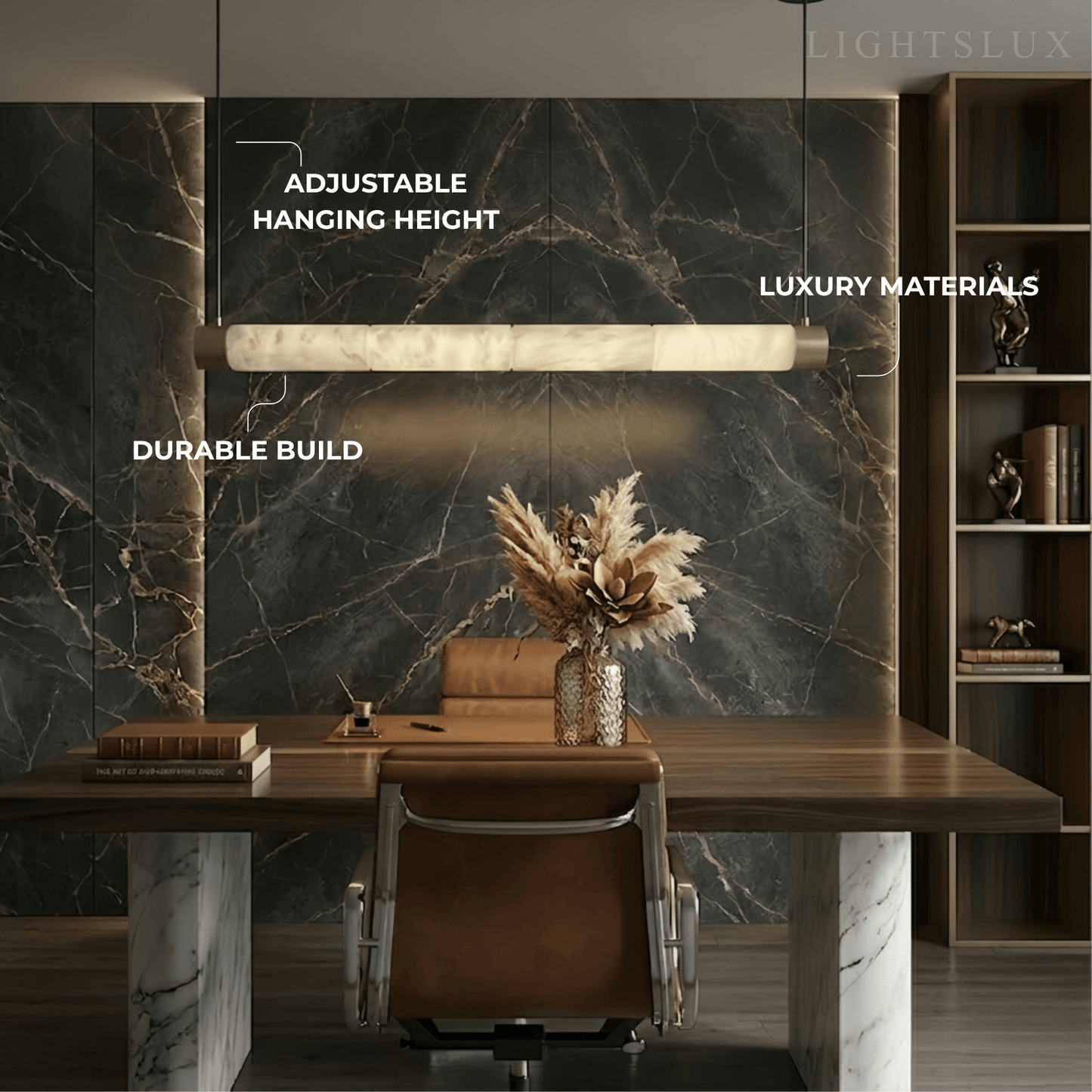 Alba Modern Alabaster Pendant Light – Brass & White