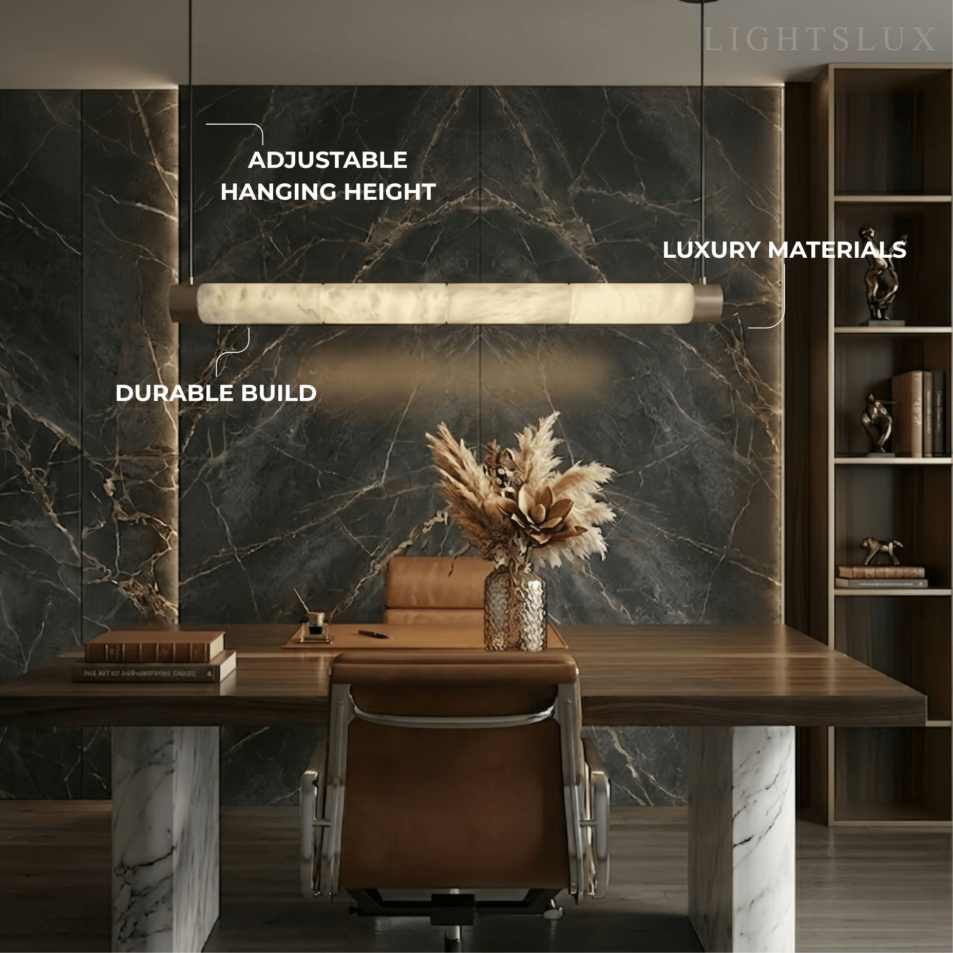 Alba Modern Alabaster Pendant Light – Brass & White