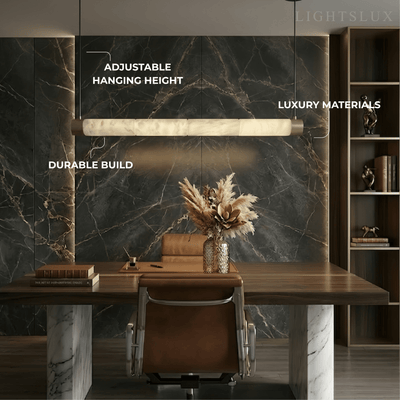 Alba Modern Alabaster Pendant Light – Brass & White