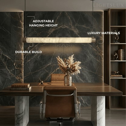 Alba Modern Alabaster Pendant Light – Brass & White