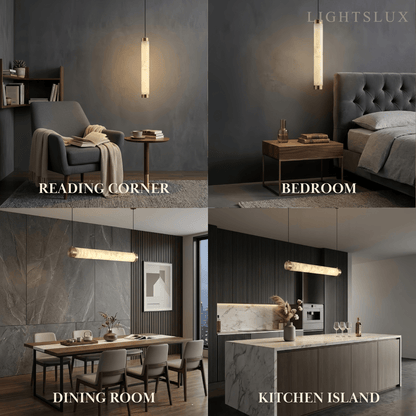 Alba Modern Alabaster Pendant Light – Brass & White
