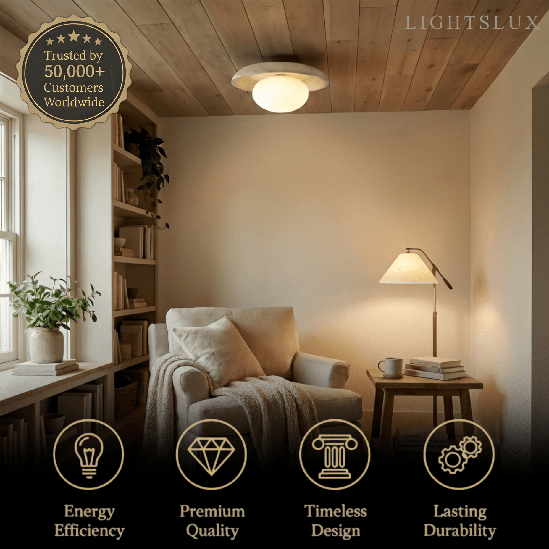 Strata Minimalist Travertine Ceiling Light