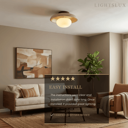 Strata Minimalist Travertine Ceiling Light