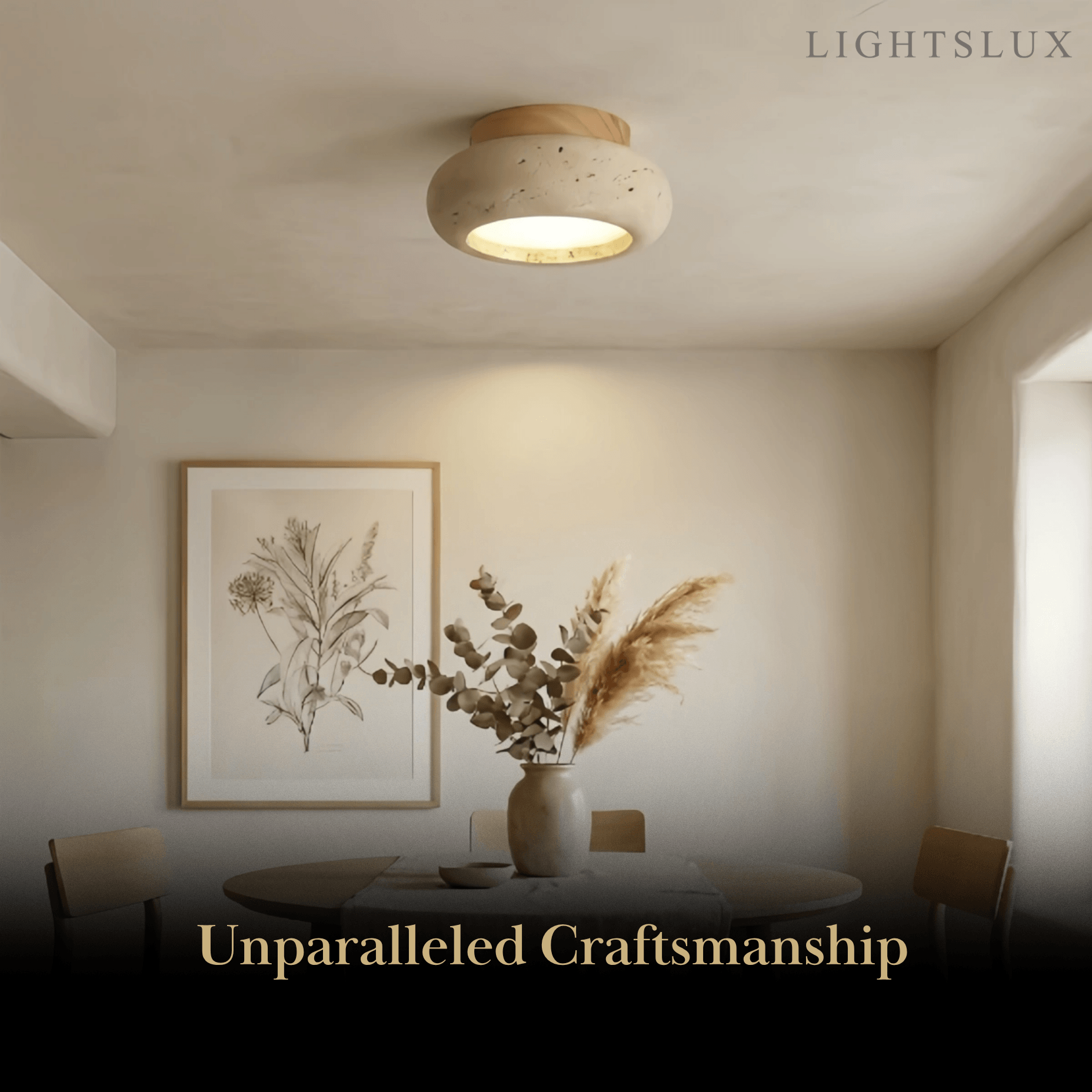 Strata Japanese Style Travertine Ceiling Light