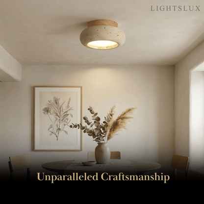 Strata Japanese Style Travertine Ceiling Light