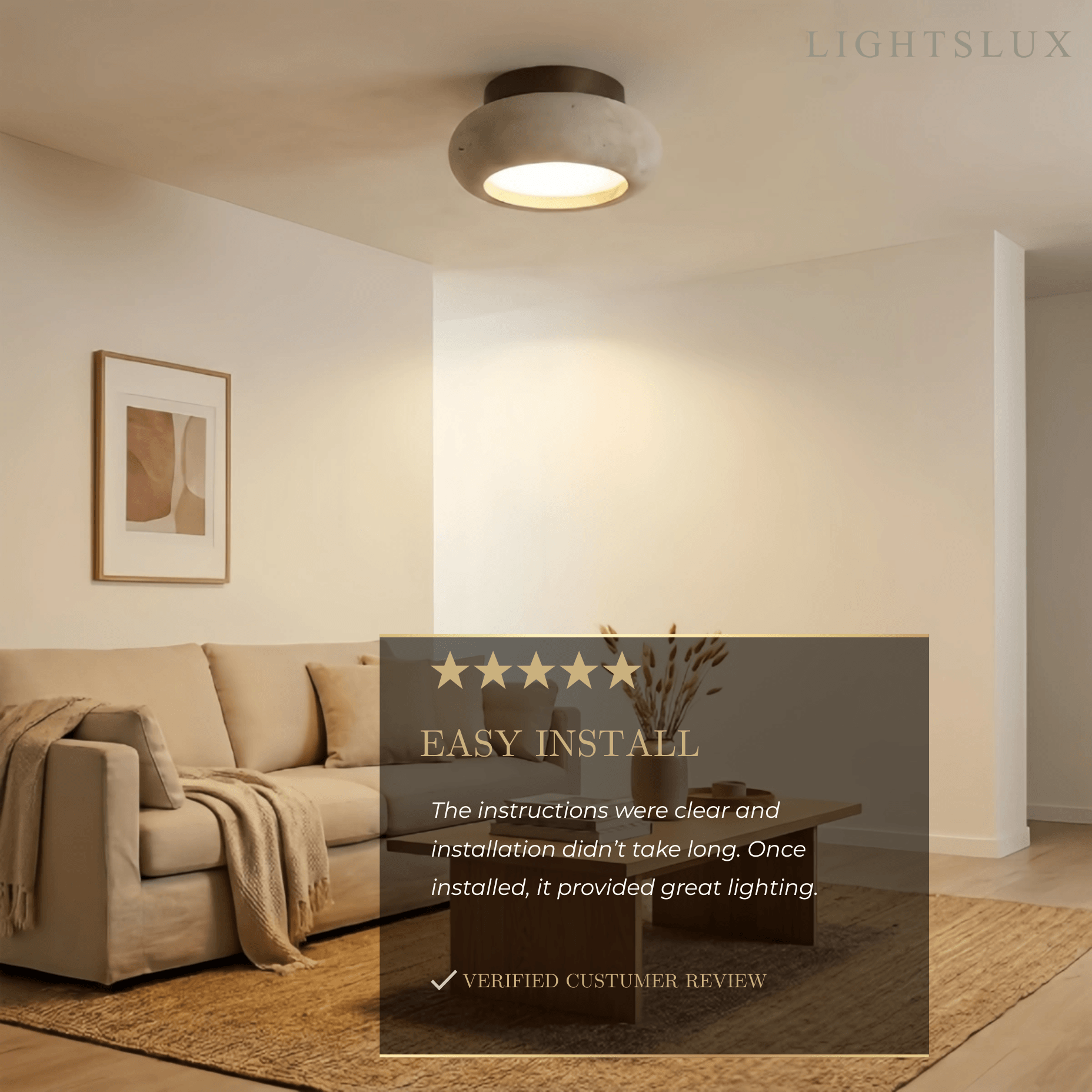 Strata Japanese Style Travertine Ceiling Light
