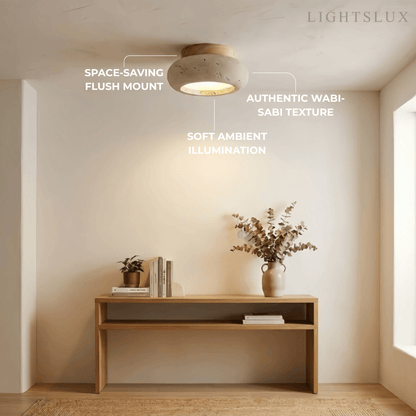 Strata Japanese Style Travertine Ceiling Light