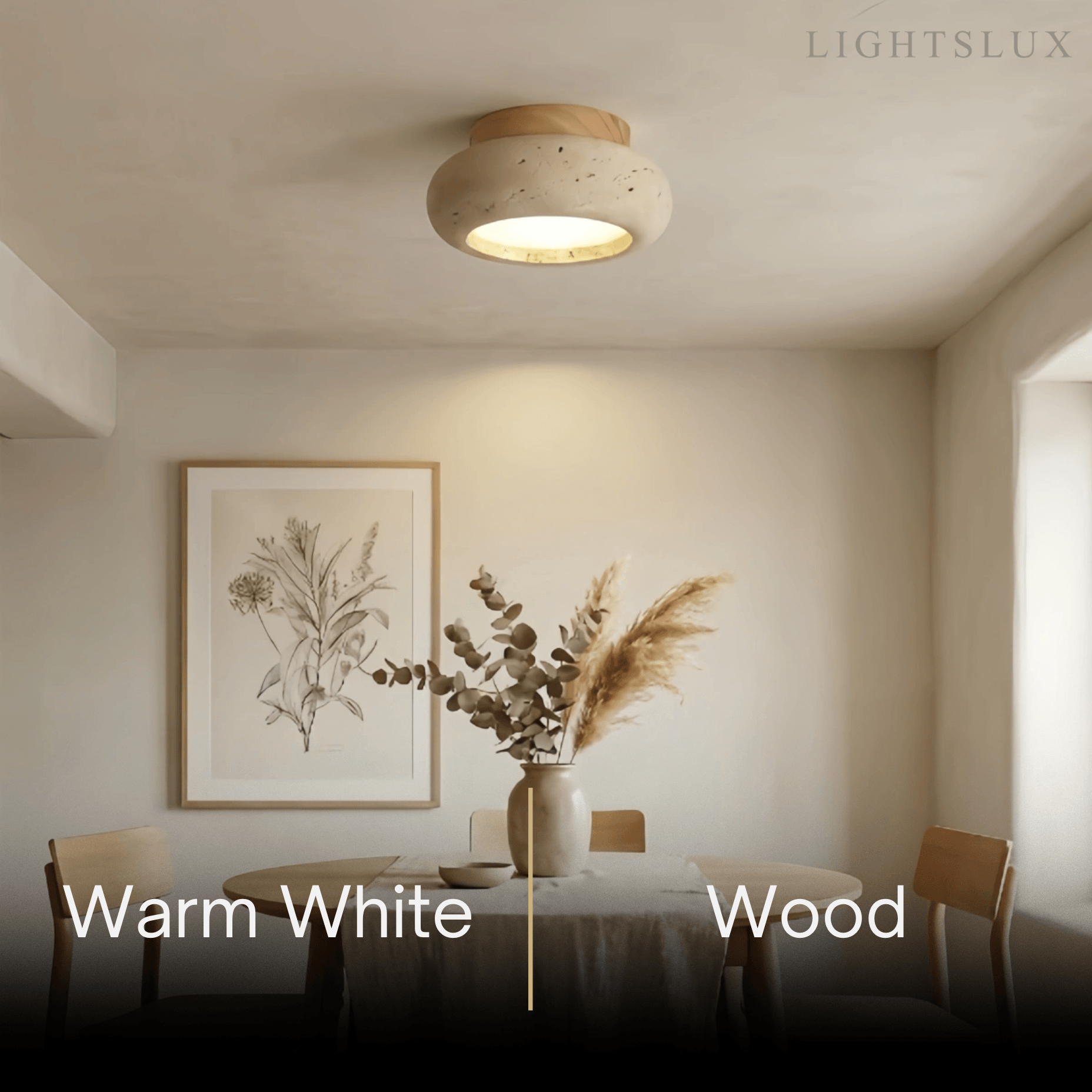 Strata Japanese Style Travertine Ceiling Light