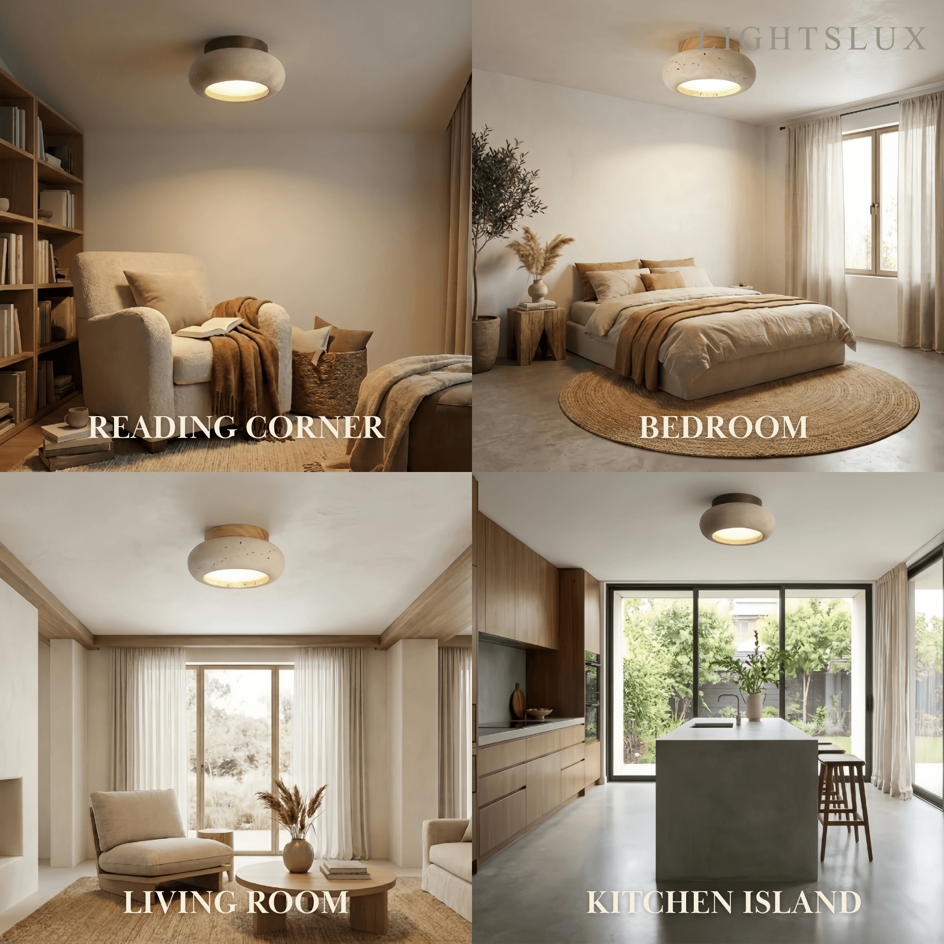 Strata Japanese Style Travertine Ceiling Light