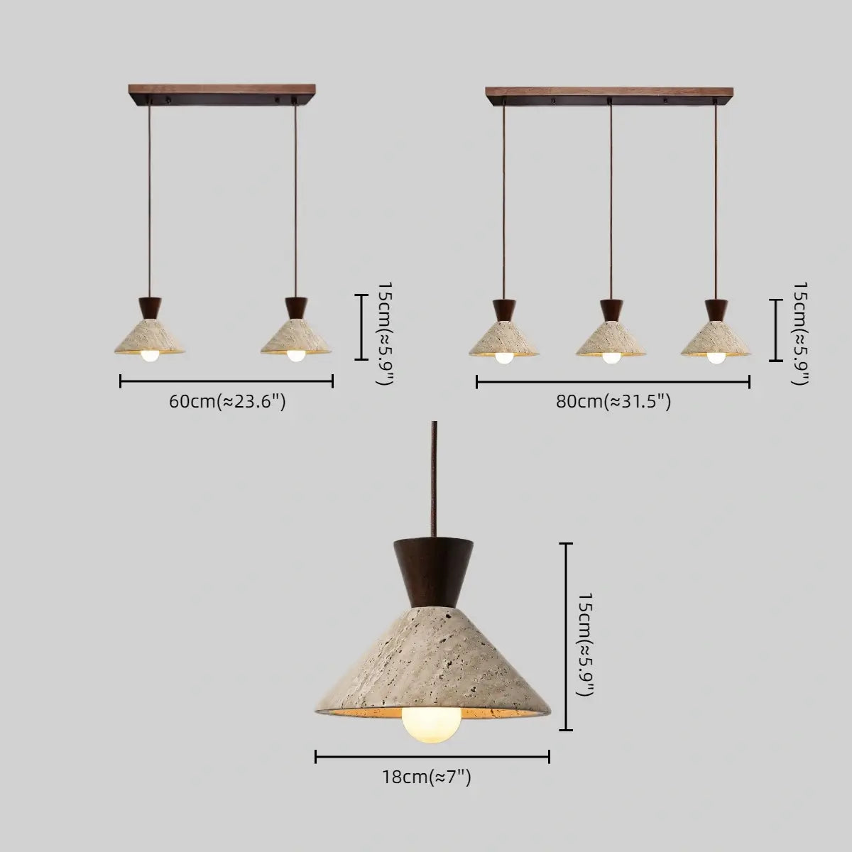Strata Modern Travertine Pendant Lamp