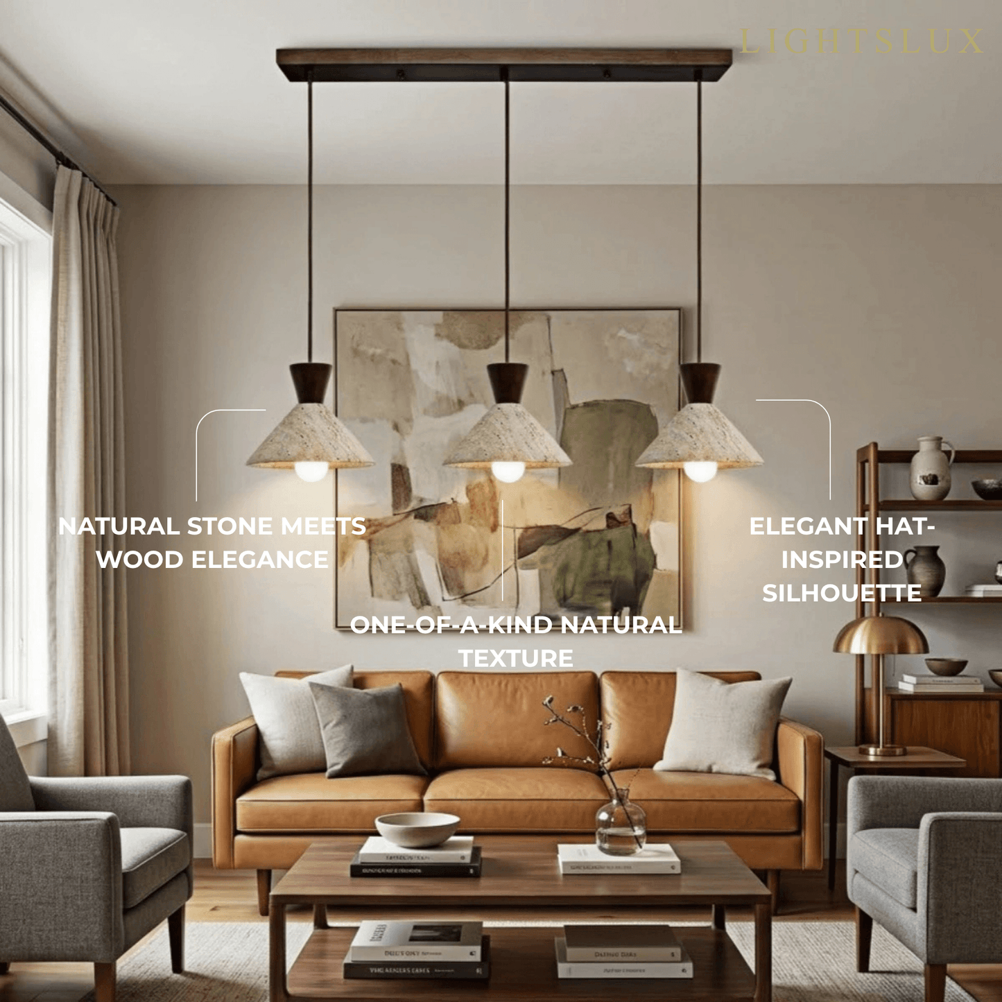 Strata Modern Travertine Pendant Lamp