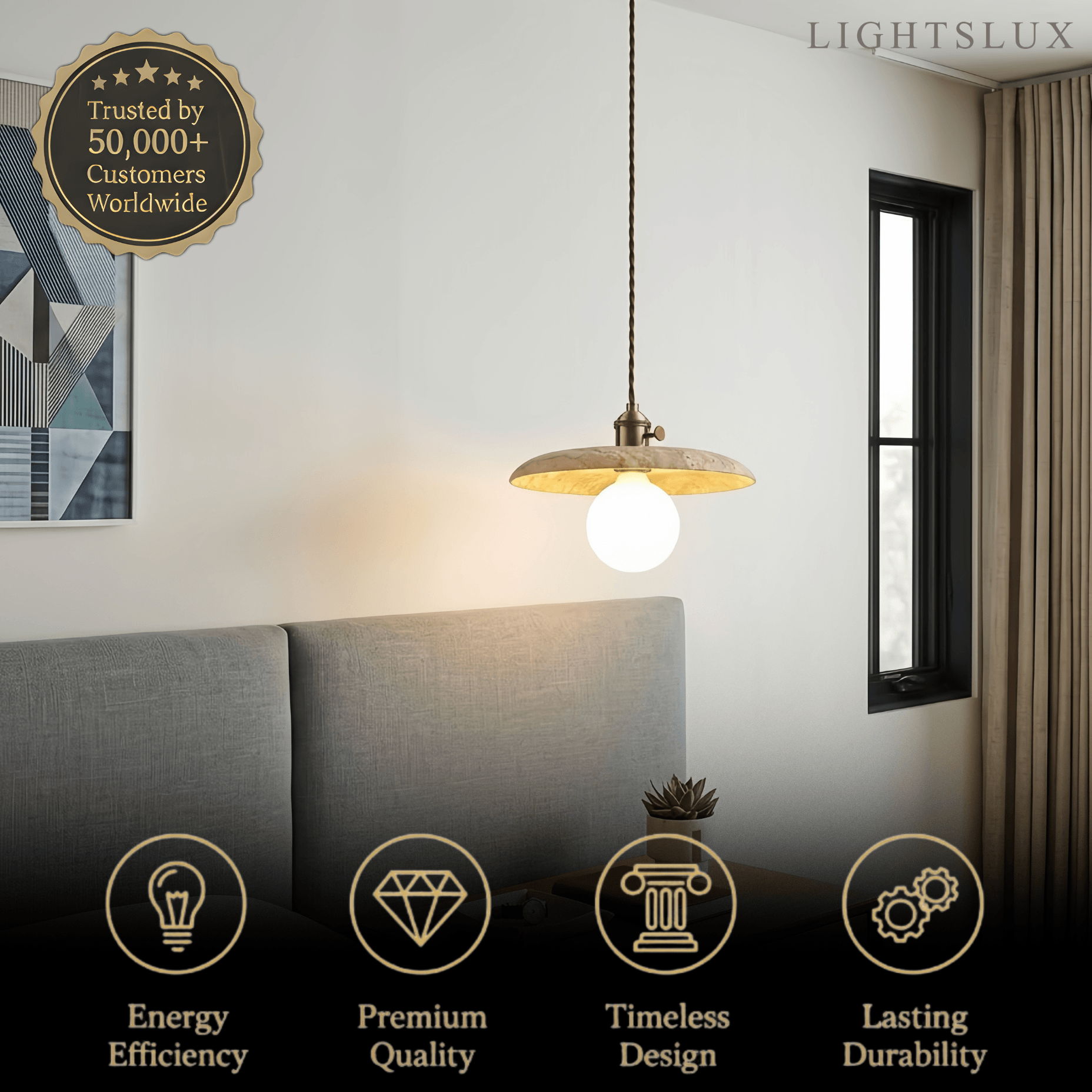 Strata Natural Travertine Pendant Light 