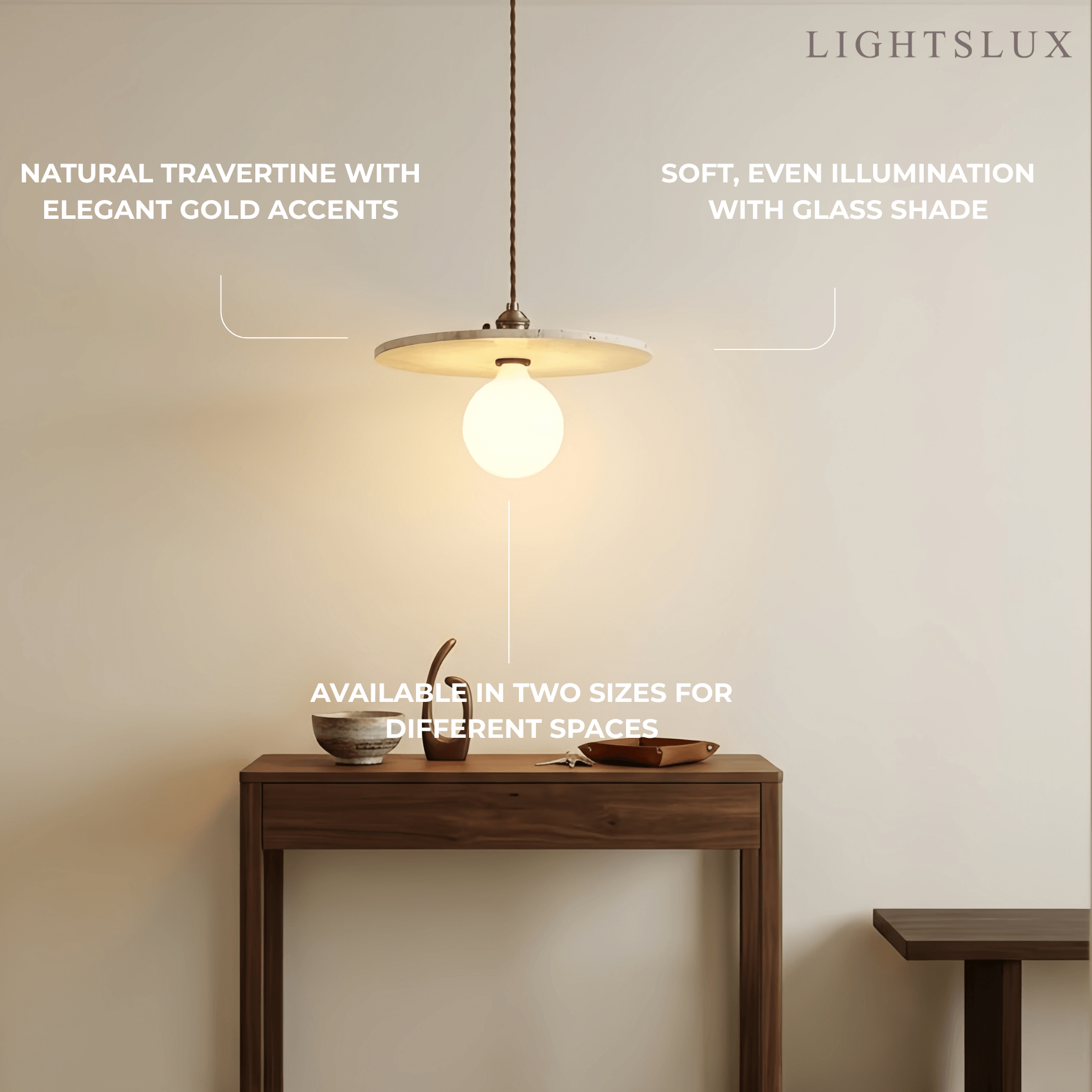Strata Natural Travertine Pendant Light 