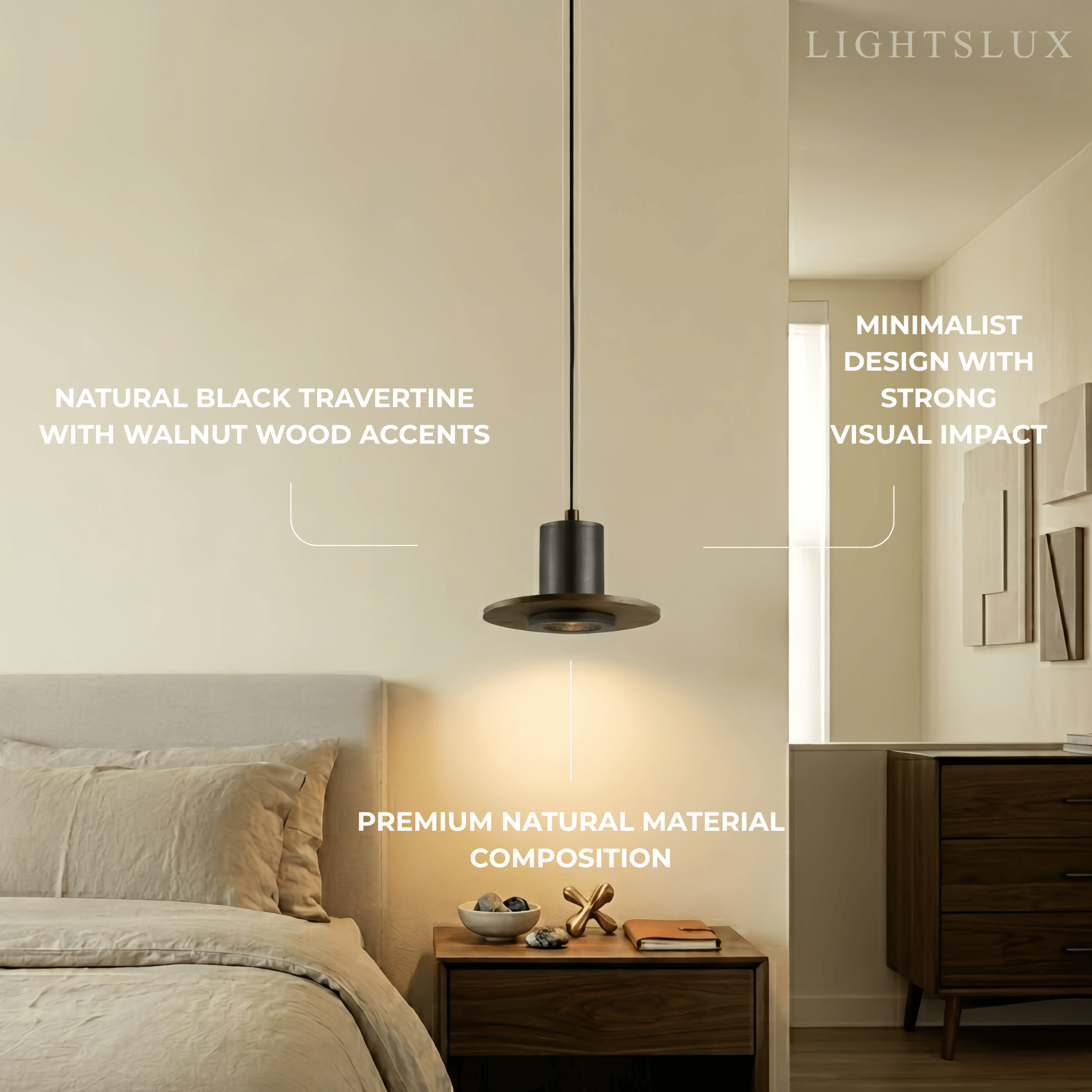 Strata Minimalist Travertine Pendant Light 