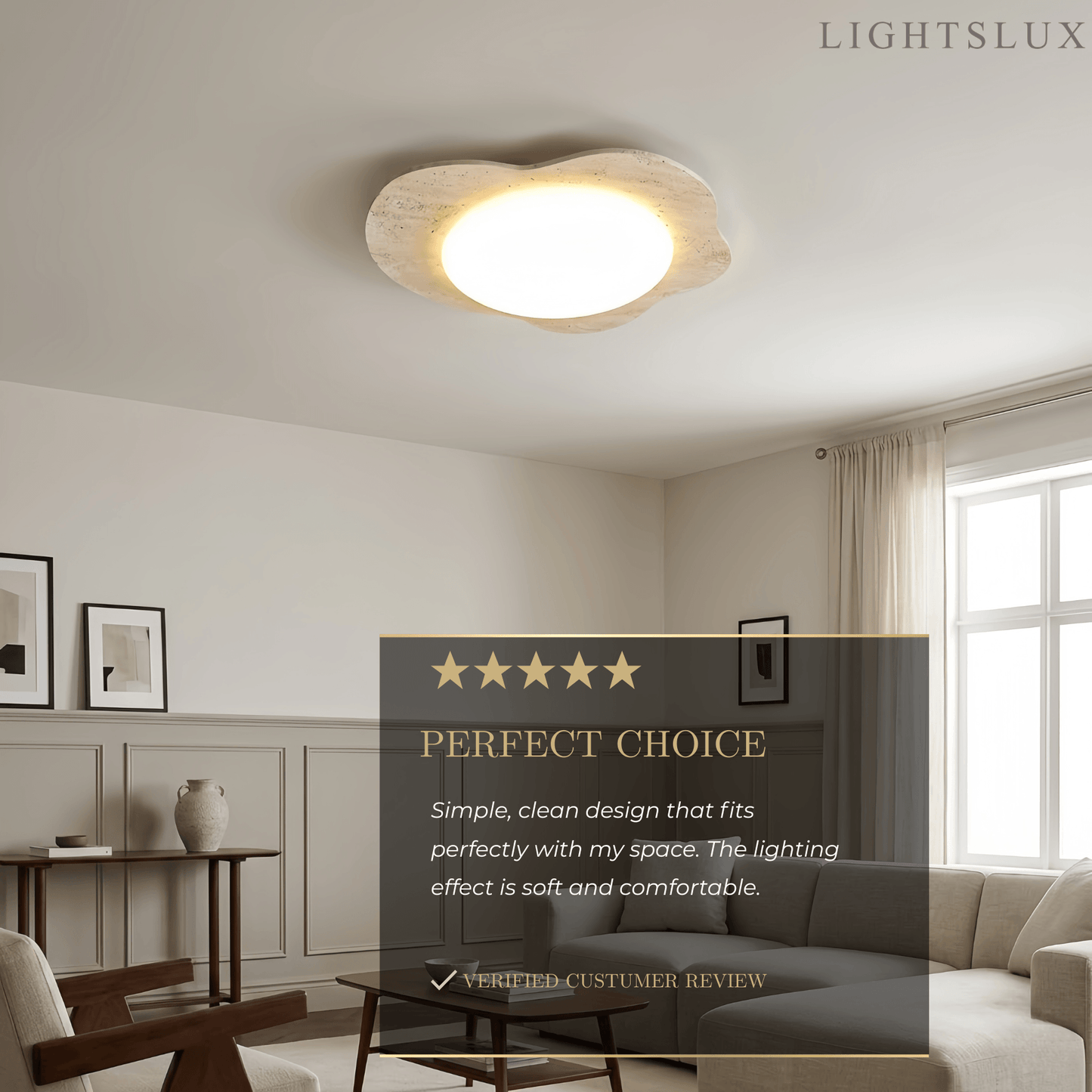 Strata Minimalist Travertine Ceiling Light 