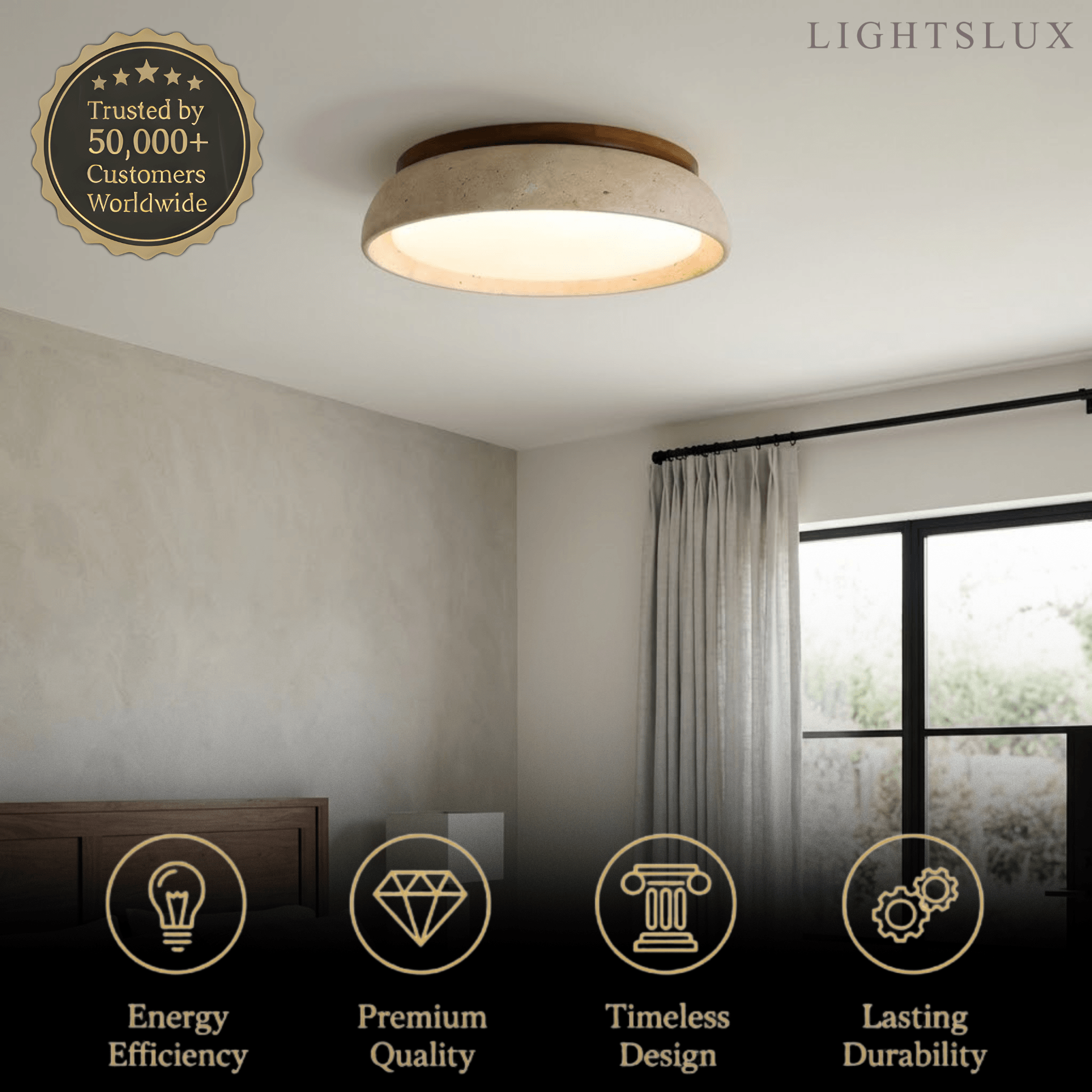 Strata Minimalist Travertine Ceiling Light 