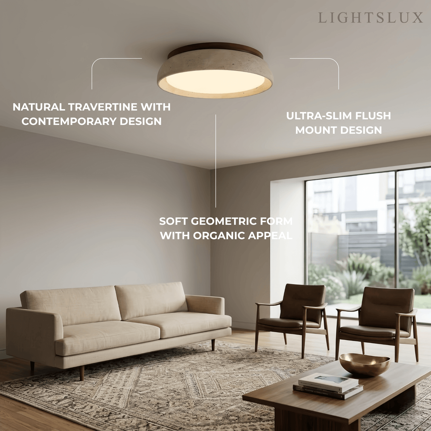 Strata Minimalist Travertine Ceiling Light 