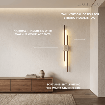 Strata Minimalist Travertine Wall Light